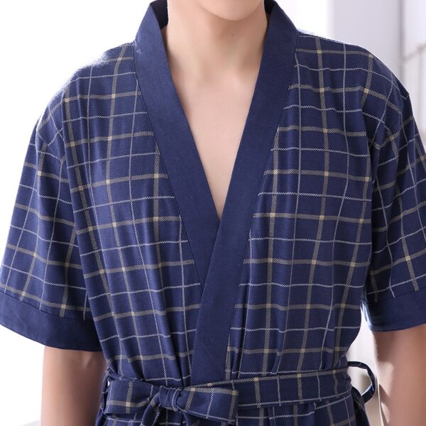Peignoir kimono long en coton à carreaux 11229 gacdcw