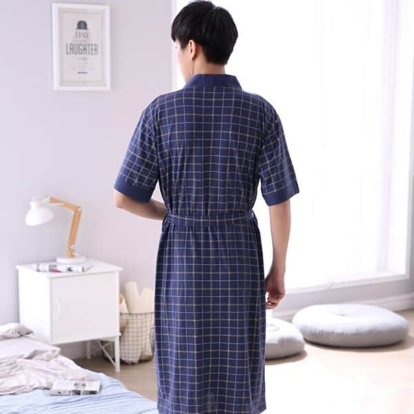 Peignoir kimono long en coton à carreaux 11229 iza9ij