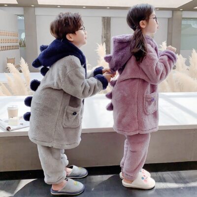 Peignoir pilou-pilou molletonné à capuche enfant