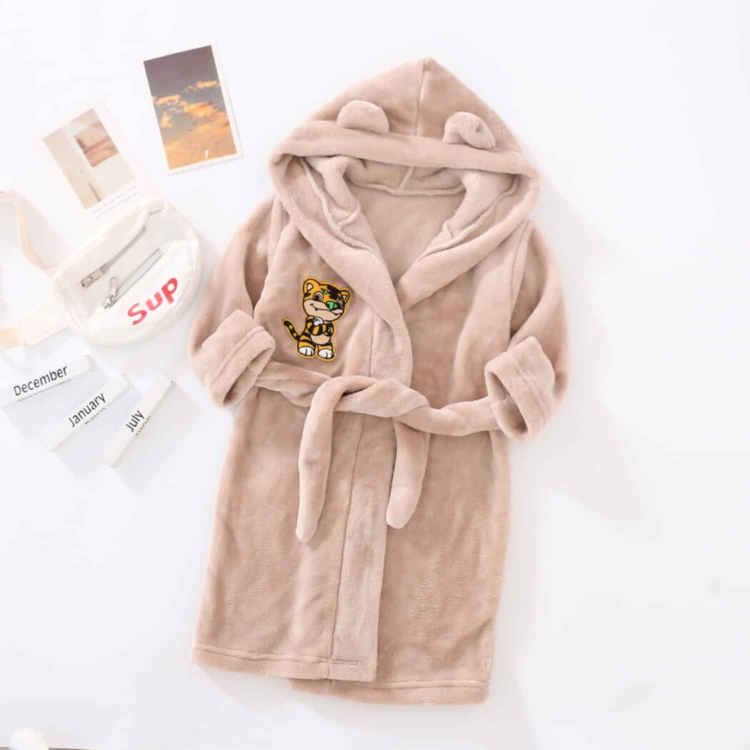 Peignoir brodé pour l'hiver Peignoir capuche pour b b pyjama avec animaux de dessin anim v tements de nuit pour