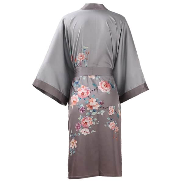 Peignoir kimono en soie motifs à fleurs pkfgd