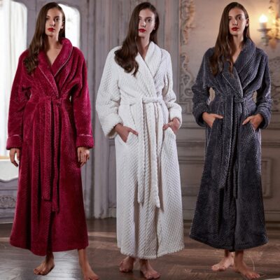 Peignoir de bain en flanelle pour femme