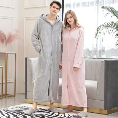 Peignoir à zip en flanelle pour femme