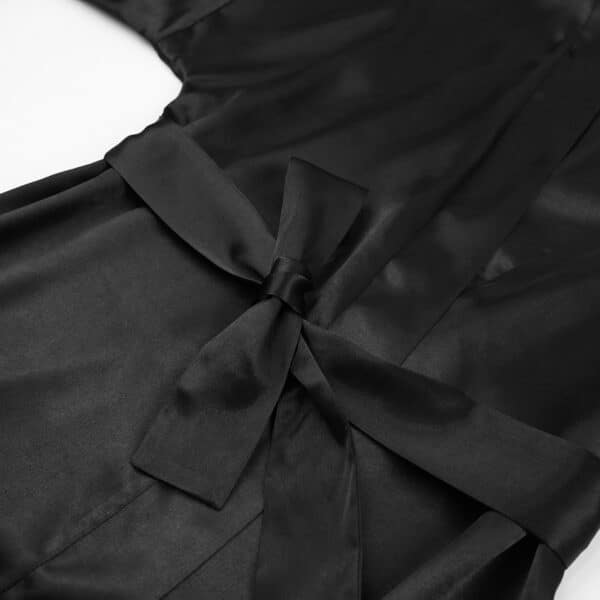 Peignoir noir avec manches à plumes Hf9b3d54cbbb64016ab894d124fc6e01aA