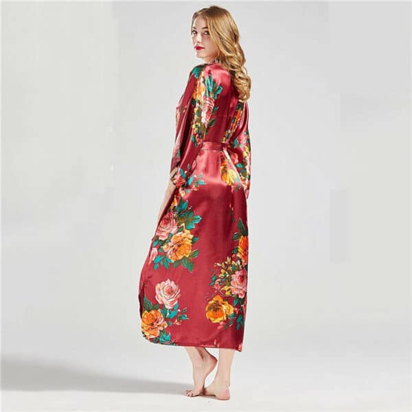 Peignoir kimono long rouge à imprimé floral pour femme H38490db7b72f4d8b85c1d4dfbda21448U