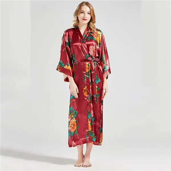Peignoir kimono long rouge à imprimé floral pour femme H4c33f959f31041959fae3588802aebe4Z