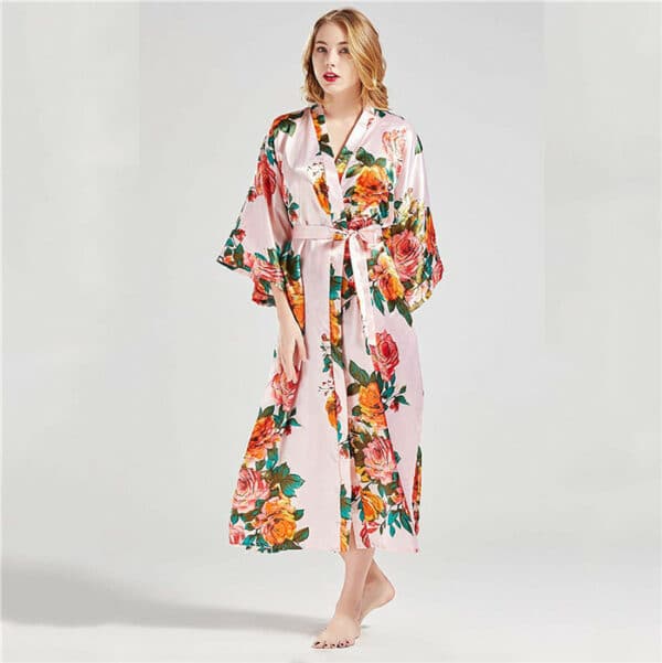 Peignoir kimono long rose à imprimé floral pour femme Hbc33826aaecd442e83a5c49aab419a3dI
