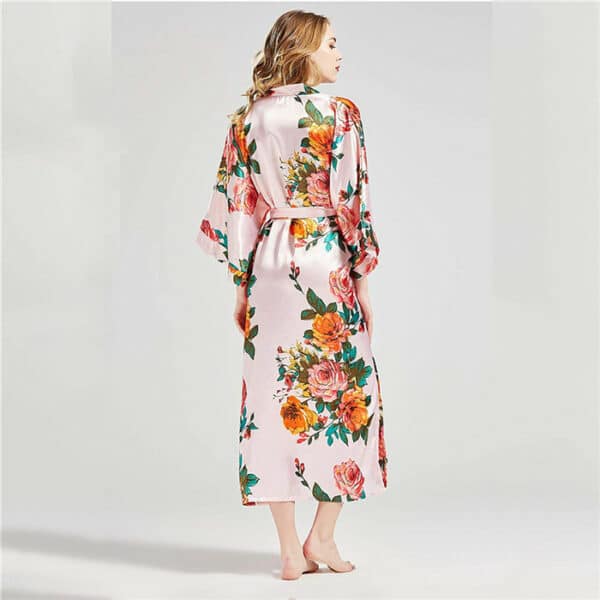 Peignoir kimono long rose à imprimé floral pour femme Hde4dd0c5380a49c5b10b1f2c7d8c7c42X
