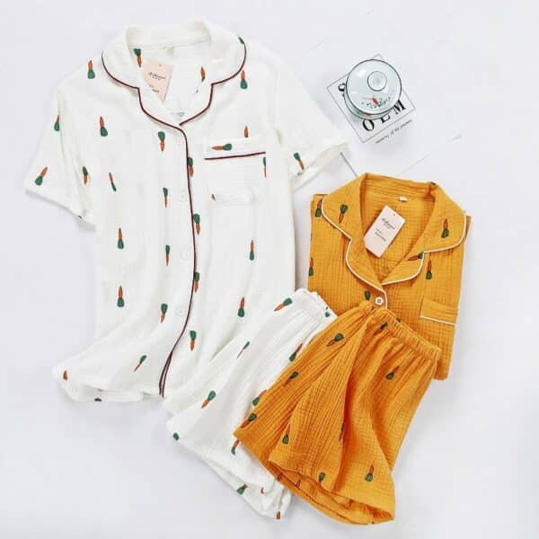Pyjama gaze de coton motif carotte pour femmes 32101 0jgl6m
