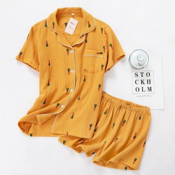 Pyjama gaze de coton motif carotte pour femmes 32101 0msfca
