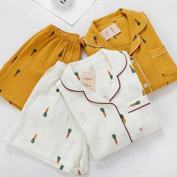 Pyjama gaze de coton motif carotte pour femmes 32101