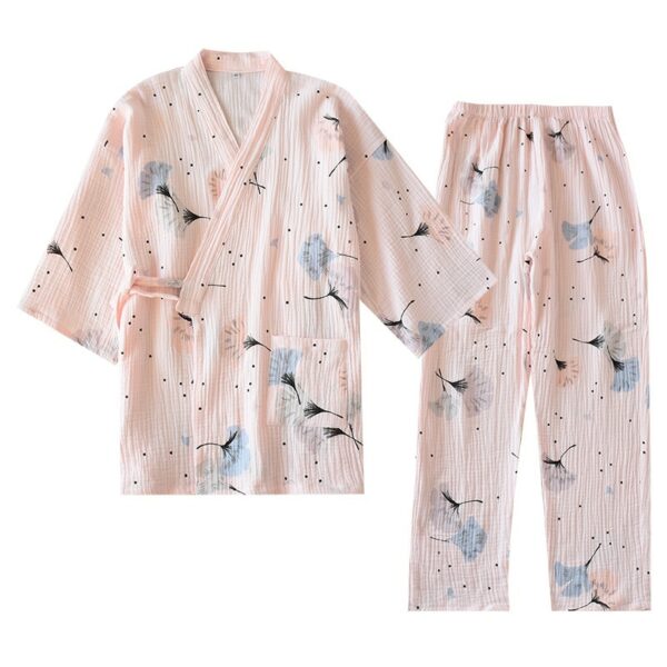 Pyjama kimono à imprimés japonais long pour femme 32641