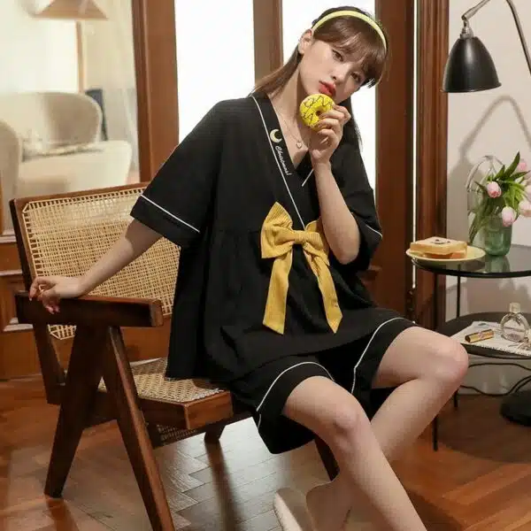 Pyjama kimono avec gros noeud pour femmes 33088