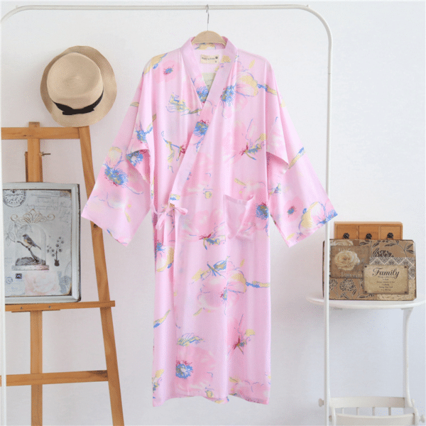 Peignoir kimono en coton pbleursroses