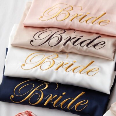 Peignoir de mariage kimono brodé bride pour femme