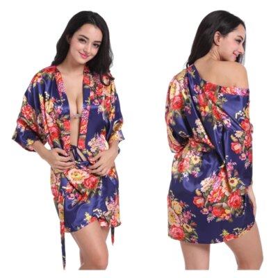 Peignoir kimono en satin pour femmes