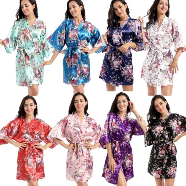 Peignoir robe kimono à fleurs pour femme 44107